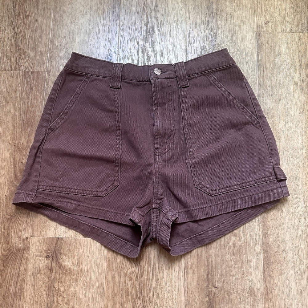 Wild Fable 100% Cotton Brown Ultra High Rise Utility Carpenter Shorts Size 4